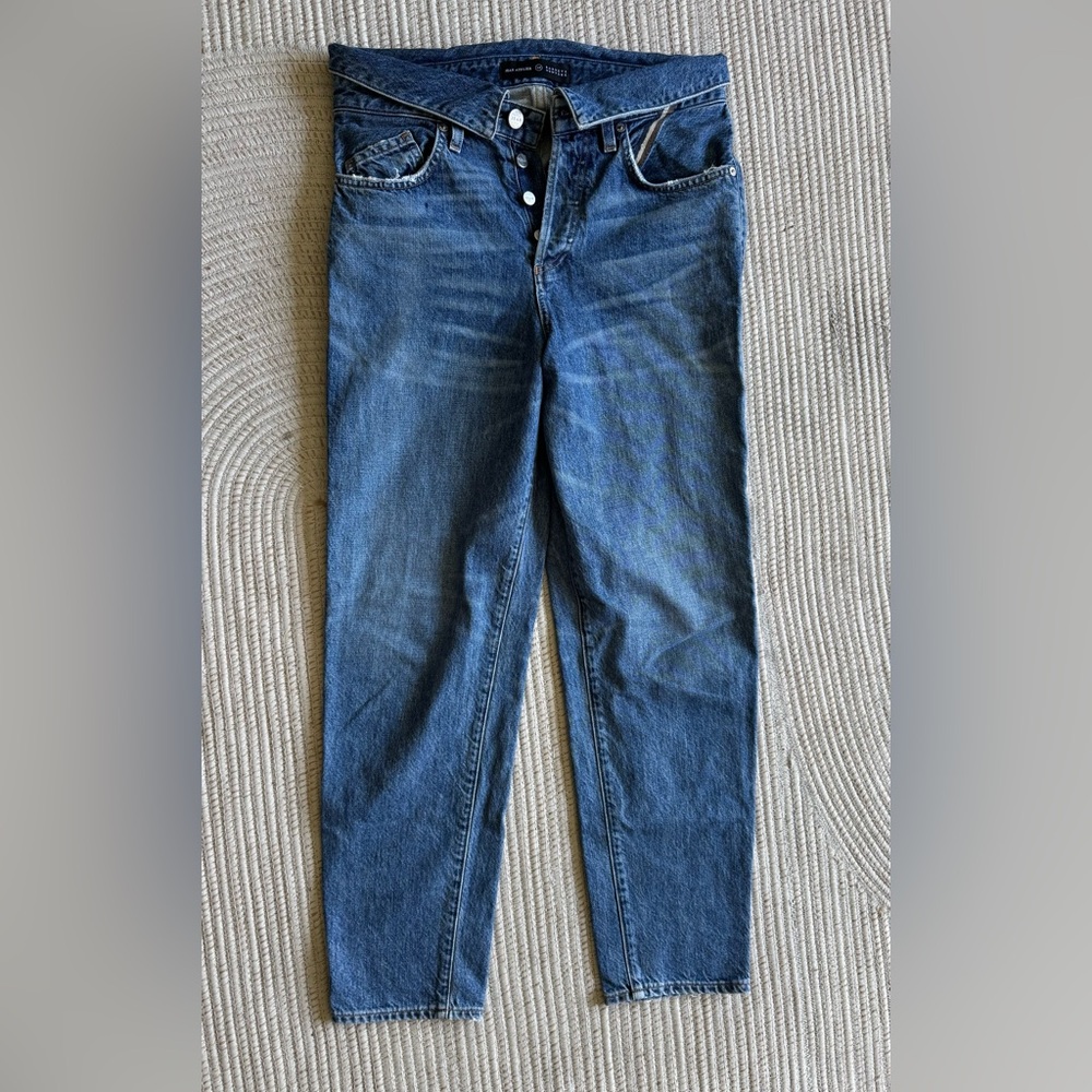 JEAN ATELIER High Rises Flip Fold-over Waist Straight Leg Jeans True Blue